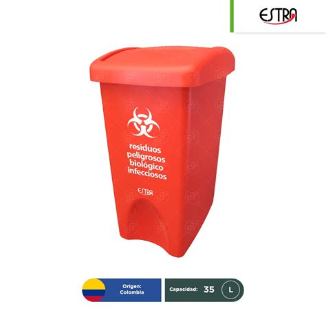 Bote de basura tapa vaivén Estra RPBI 35 L diprover