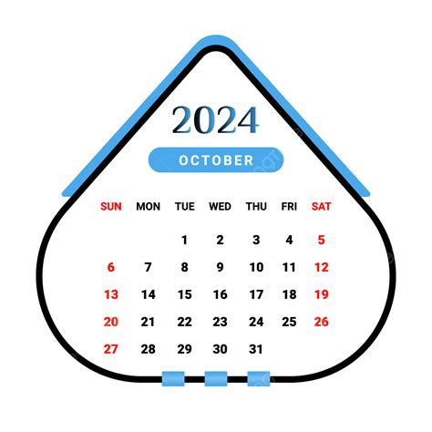 2024 October Month Calendar With Skyblue And Black Unique Design Vector