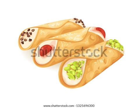 Cannoli Dessert Different Fillings Isolated On Stock Vector Royalty