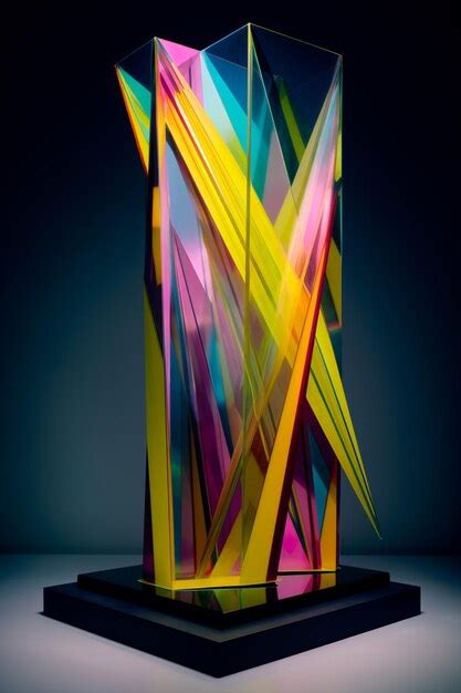 Premium AI Image | A sculpture of a glass sculpture with colorful lines on it.