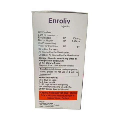 Enroliv Enrofloxacin Injection Ip Packaging Type Bottle Mg At Rs