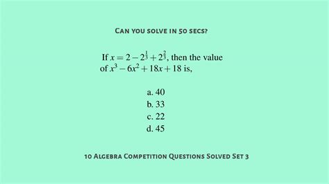 Mcq Algebra Questions With Solutions For Ssc Cgl Set Suresolv