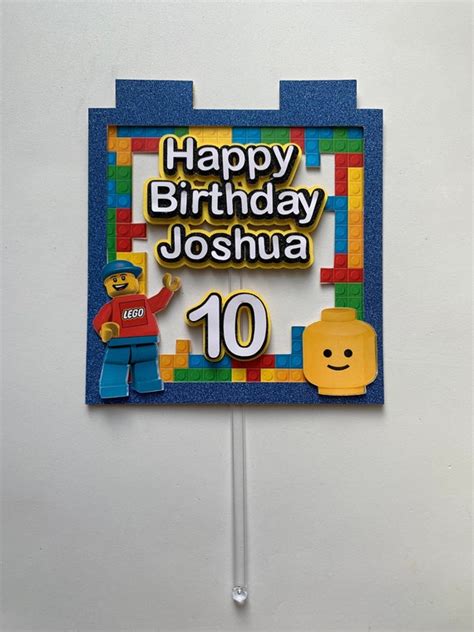 Lego Cake Topper Personalise Handmade Lego Birthday Cake Etsy