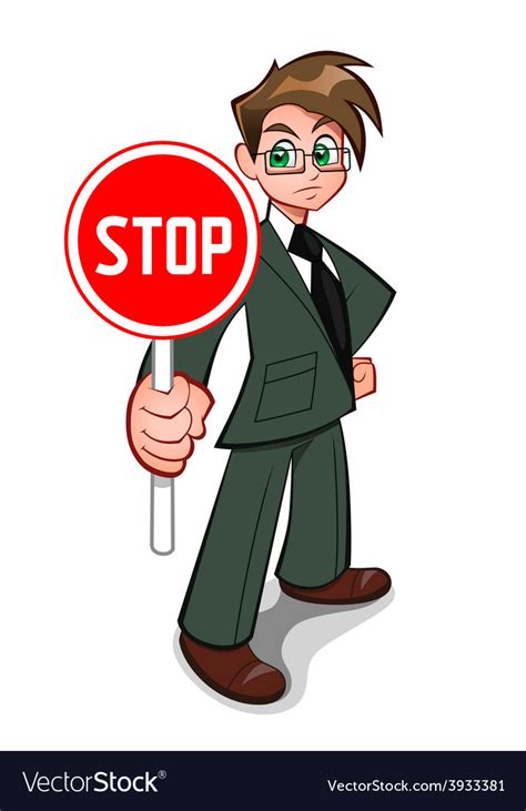 Man With Stop Sign Royalty Free Vector Image Vectorstock