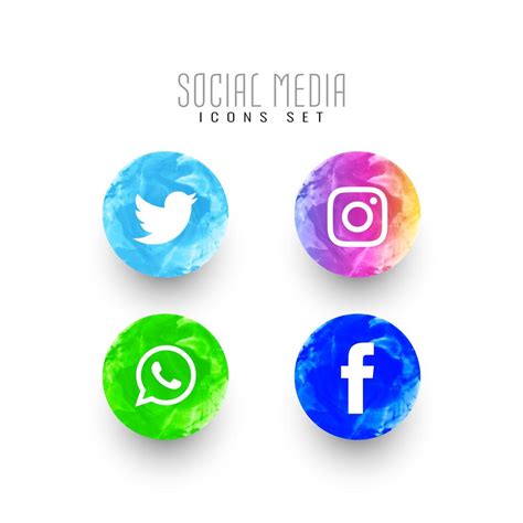 Abstract Social Media Watercolor Icons Set 254749 Vector Art At Vecteezy