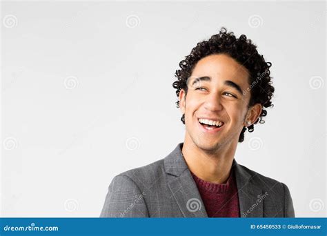 Elegant Young Man With Curly Hair Laughing Stock Image Image Of Eyes