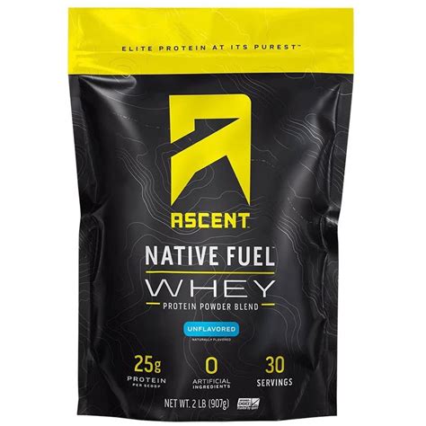 Ascent Native Fuel Whey Protein Powder Unflavored 2 Lbs