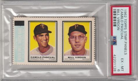 Topps Intact Stamp Panel With Tab Camilo Pascual And Bill Virdon