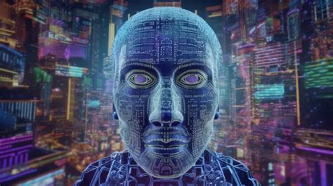 Futuristic Hologram Technology Stellar Crypto Cyborg S Abstract Face