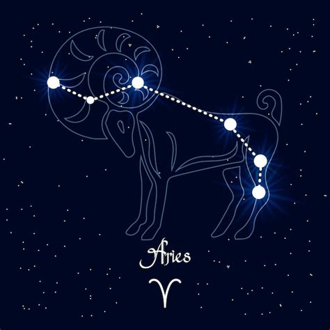 Premium Vector Aries Constellation And Zodiac Sign On The Background Of The Cosmic Universe