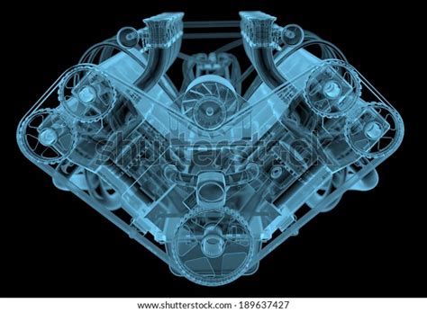 Car Engine X Ray Blue Transparent Isolated Stock Illustration 189637427