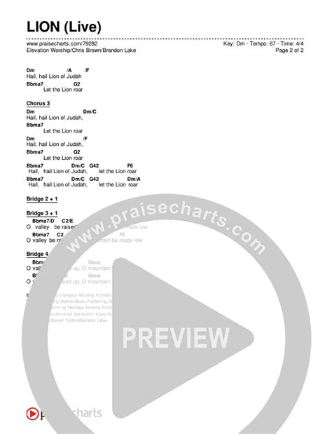 Lion Live Chords Pdf Elevation Worship Chris Brown Brandon Lake