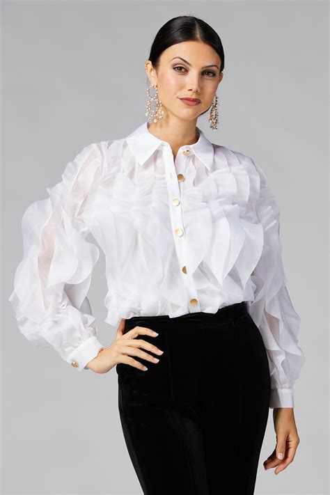 Versona Caché Ruffled Organza Blouse