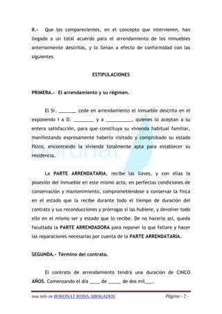 Modelo Contrato Arrendamiento Vivienda Pdf