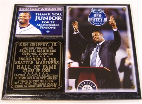 Ken Griffey Jr 24 Seattle Mariners Hall Of Fame Cherry Photo Plaque Ebay