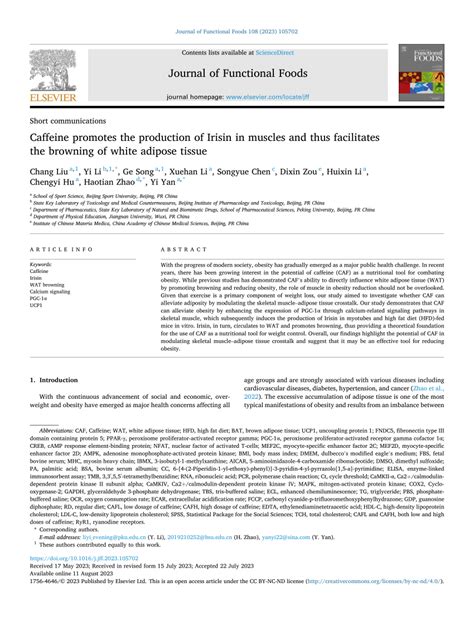 Pdf Caffeine Promotes The Production Of Irisin In Muscles And Thus