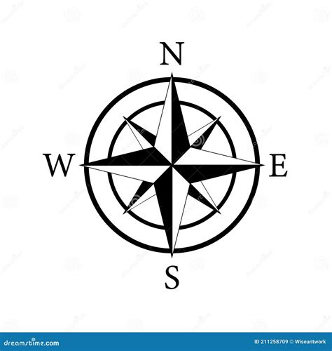 Compass Icon. Nautical Compass for Travel with Sign of North, South, West, East. Logo for Map ...