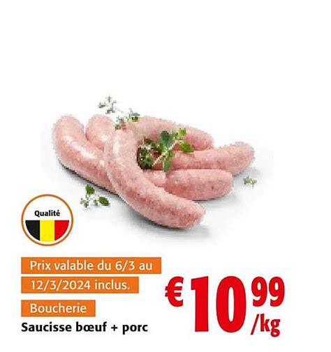 Promo Saucisse Bœuf Porc chez Colruyt iCatalogue fr