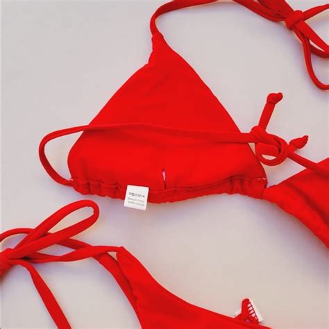 Swim Womens Sexy Halter Thong Bikini Tie Two Sides Bottom Triangle