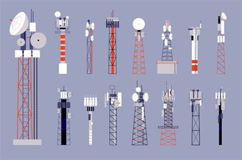 Antenna Silhouettes Cellular Towers Royalty Free Vector