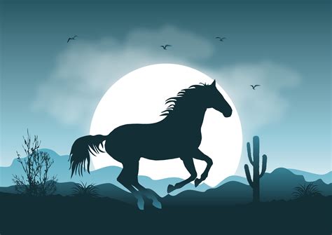 Wild Horse Landscape Illustration 85844 Vector Art at Vecteezy