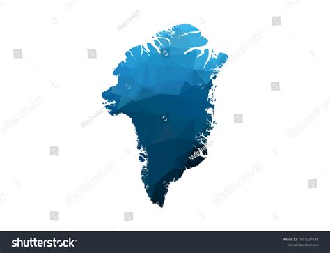 Map Of Greenland Blue Geometric Rumpled Royalty Free Stock Vector