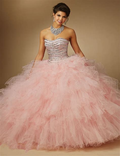 2016 Latest Style Pink Quinceanera Dress Lace Up Ruffles Ball Gown With