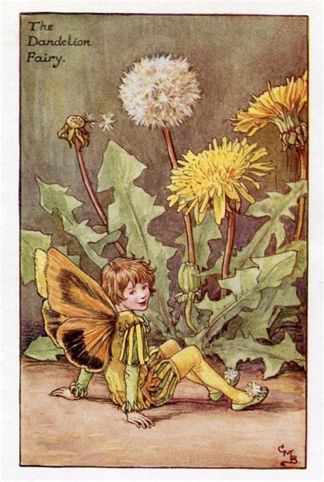 Dandelion Flower Fairy Vintage Print C 1927 Cicely Mary