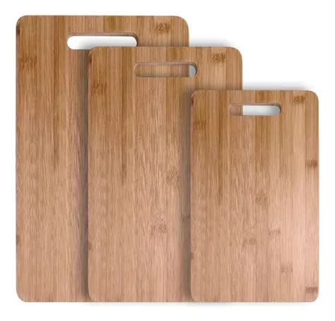 3 Tablas De Madera Bambu P Asado Picar Con Pasa Mano Agarre Color