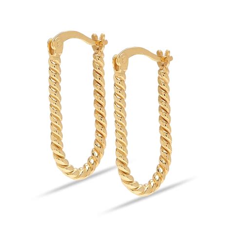 LeCalla 925 Sterling Silver 14K Gold Plated Hoop Earrings For Women