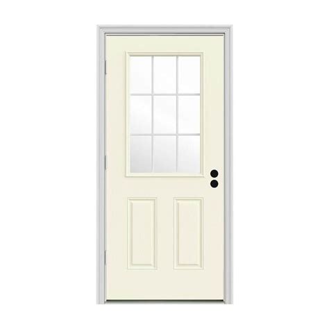 Jeld Wen 32 In X 80 In 6 Lite Craftsman Vanilla Painted Steel Prehung Right Hand Outswing Front