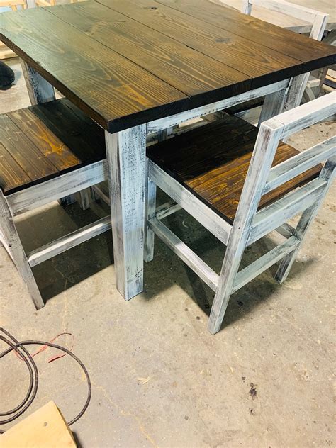 Counter Height Rustic Farmhouse Table with Stools High Top | Etsy