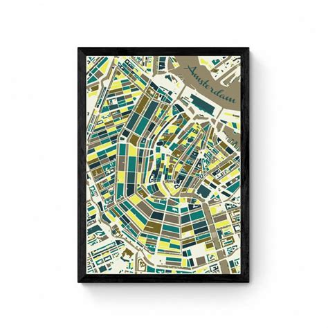 Amsterdam Stadskaart Plattegrond Poster Lente