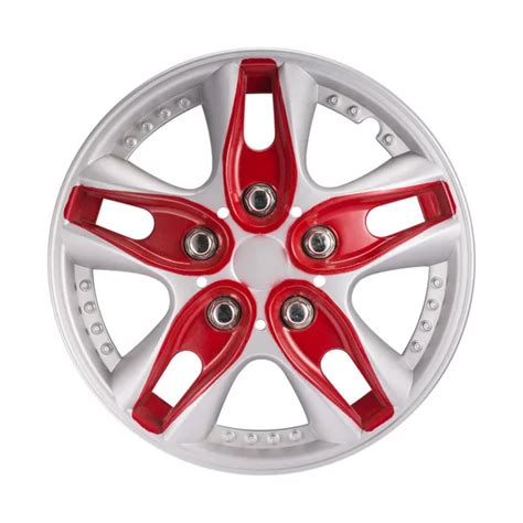 Aumohall Pcs Inch Red Car Hub Caps Vehicle Chrome Wheel Rim Skin