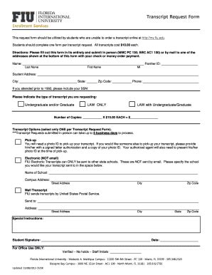 Fiu Transcripts Fill Online Printable Fillable Blank PdfFiller