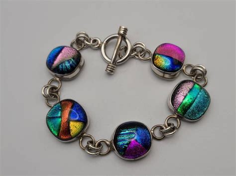 Art Glass Bracelet 925 Silver Colorful Glass Bracelet Vintage Art Bracelet Item W2871 Etsy