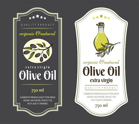 Conjunto de etiquetas para aceites de oliva elegante diseño para