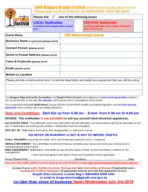 Fillable Online 2019 Stall Holder Application Microsoft Publisher Fax