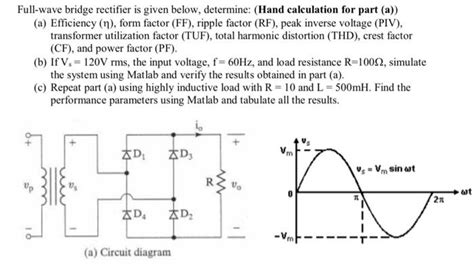 Solved Full Wave Bridge Rectifier Is Given Below Determine