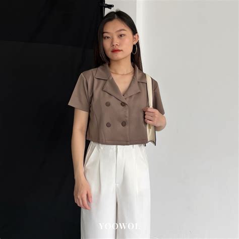 Jual Yoowol Chloe Blazer Woman Crop Blazer Shopee Indonesia