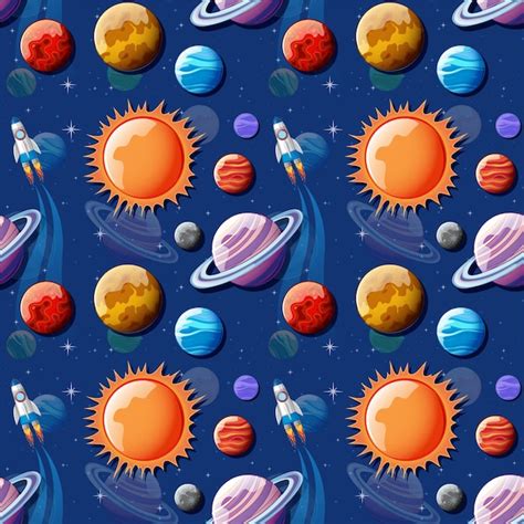 Espacio Planetas De Patrones Sin Fisuras Vector Gratis