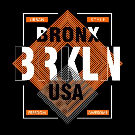 Brooklyn Bronx Tee Typografie Illustration Vektor Hintergrund Premium