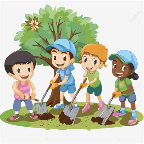 Make A Difference Vector Sticker Clipart Group Of Kids Digging Up The