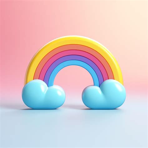 Premium Photo | A rainbow and clouds on a pink background