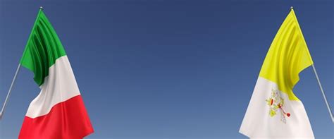 Premium Photo Flags Of Italy And The Vatican On Flagpoles On Sides