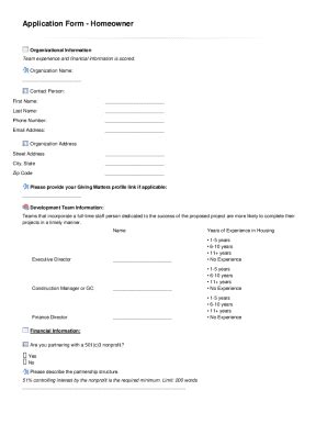 Fillable Online Application Form Homeowner Yes No Fax Email Print