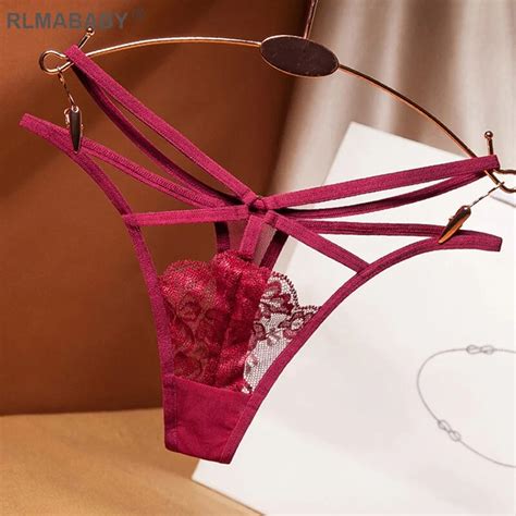 Uaang Sexy Women Lace Lingerie Thong Slim Bouble Criss Cross Strap High