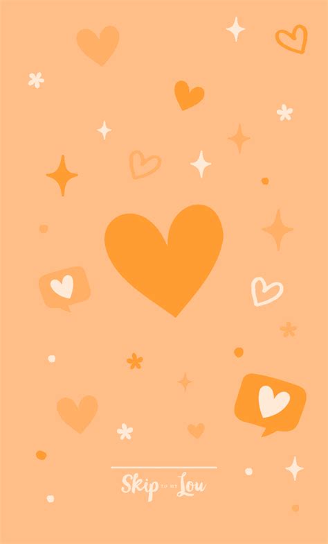 Free Orange Heart Wallpaper For Phone and Computer | Skip To My Lou