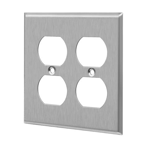 Duplex Outlet 2 Gang Metal Wall Plate Mid Size ENERLITES