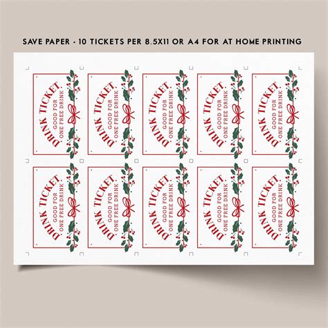 PRINTABLE Christmas Party Drink Tickets, Free Drinks, Holiday Event ...